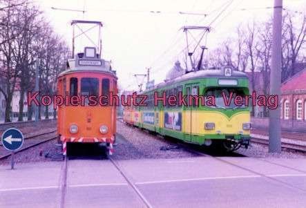 Karlsruhe Straßenbahn - Durlach-Rheinhafen - Spiegelwagen Nr. 80 und Wagen Nr. 109