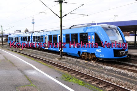 Ludwigshafen Eisenbahn - Hbf. Ludwigshafen Gleis 5 - Werbefahrt Wasserstoffzug Alstom - Coradia iLint - Zug 654 602