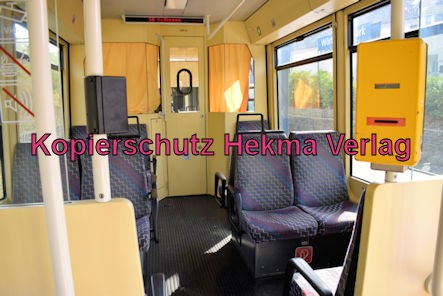 Karlsruhe Straßenbahn - Straßenbahn Wörth - Haltestelle Badepark (Endstation) - Wagen 869 Innenansicht