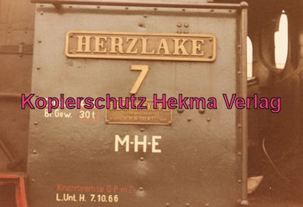 Bentheimer Eisenbahn A. G. - Bahnhof Haselüne - Lok HERZLAKE 7 - Schild