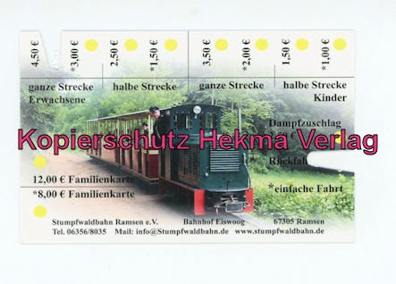 Stumpfwaldbahn Eiswoog Pfalz Eisenbahn - Bahnhof Eiswoog - Fahrkarte