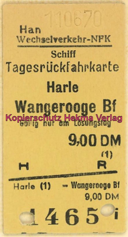 Wangerooge Inselbahn - Fahrkarte