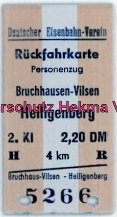 Erste Museumseisenbahn Deutschlands - Bruchhausen-Vilsen-Heiligenberg-Asendorf - Fahrkarte