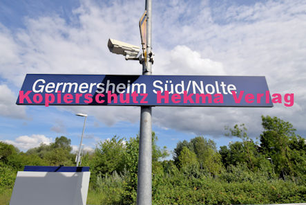 Germersheim Eisenbahn - Bahnhaltepunkt Germersheim Süd/Nolte - Bahnhofsschild