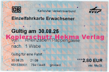 Eisenbahn Rheinzabern - Rheinzabern Rappengasse - Fahrkarte
