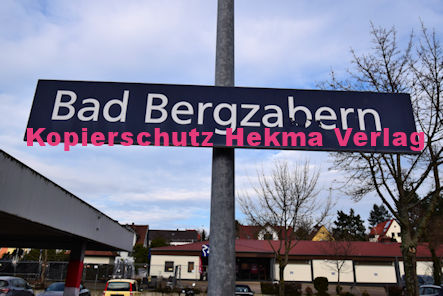 Bad Bergzabern (Pfalz) Eisenbahn - Bahnhof Bad Bergzabern - Bahnhofsschild
