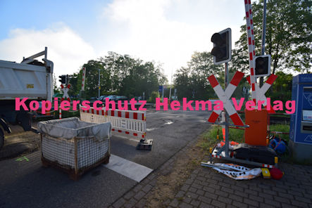 Insheim (Pfalz) - Eisenbahn - Insheim Bahnübergang 1074 km 23,839 Bü 23,8 - Bahnhofstraße - Bahnunfall Reparaturarbeiten
