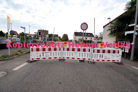 Maikammer/Kirrweiler - Eisenbahn - Kirrweiler Bahnübergang Bü km 5,8 - Hauptstraße - Baustelle